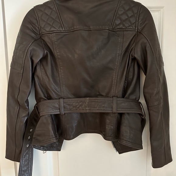 All Saints dark brown leather jacket - Picture 3 of 4